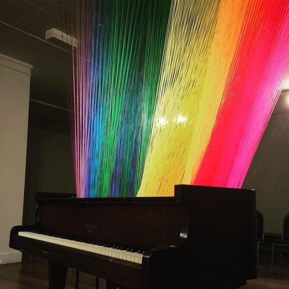 Piano and rainbow art piece