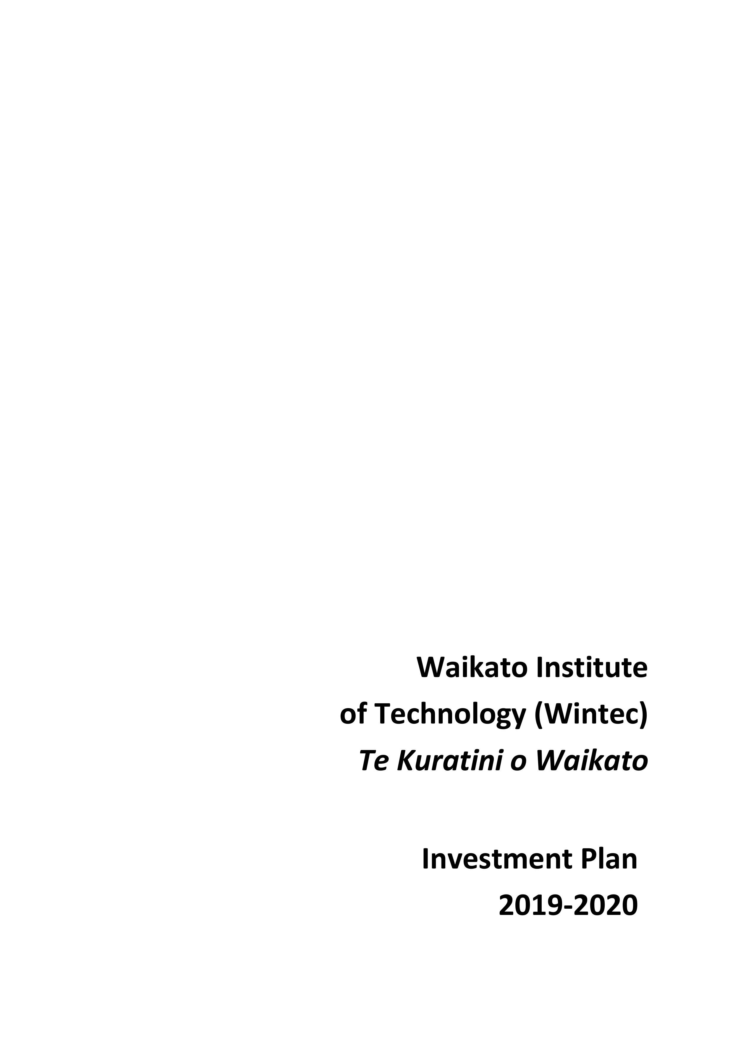 Wintec investment plan 2019-2020