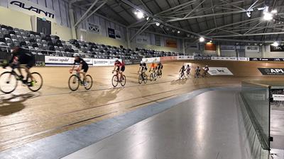 Cyclists using velodrome