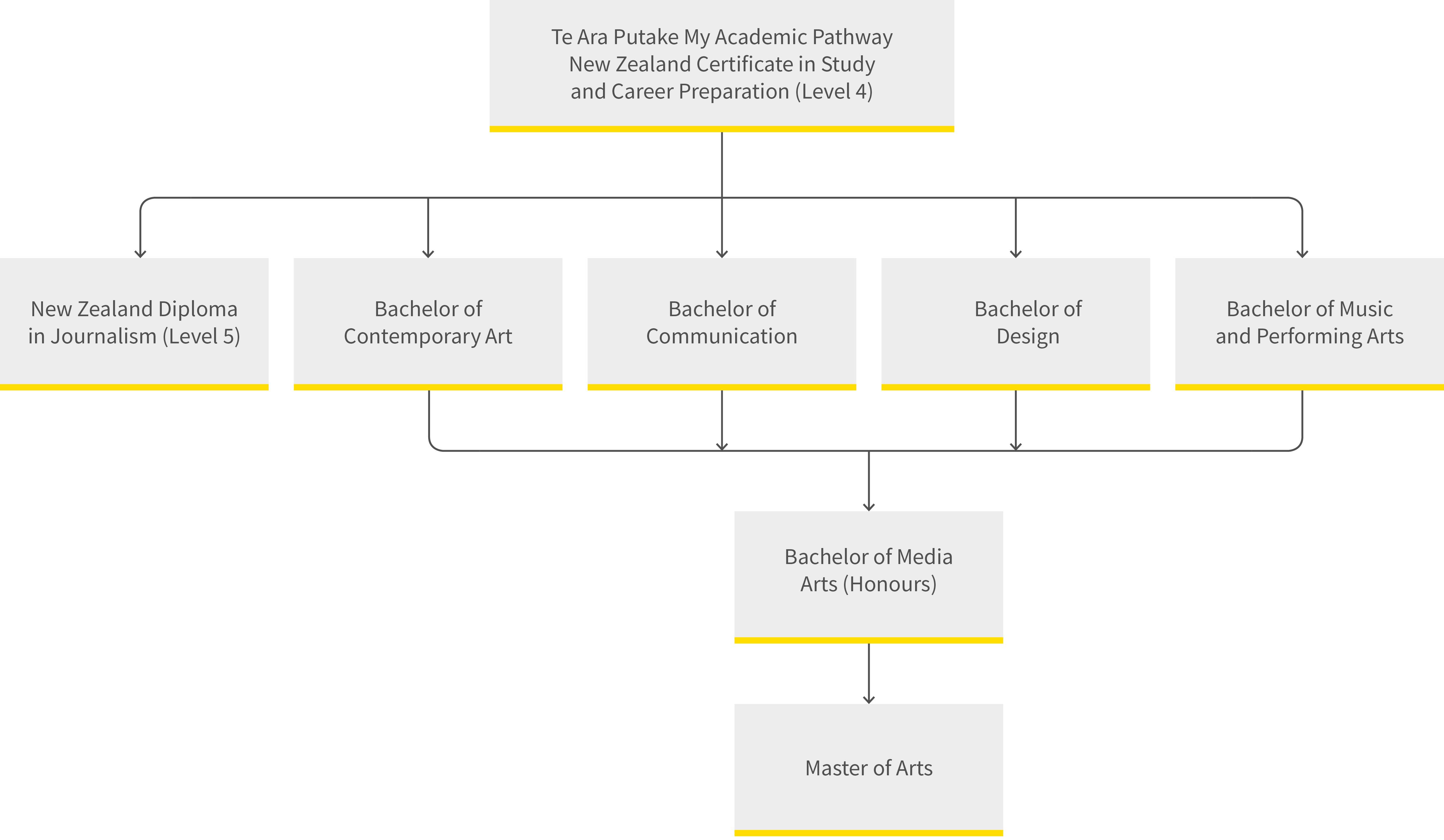 Media Arts pathway diagram for semester 2 2019