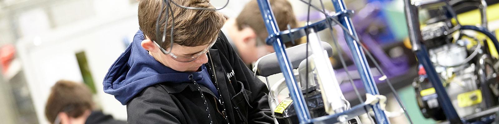 Waikato Trades Academy student in the workshop at Wintec